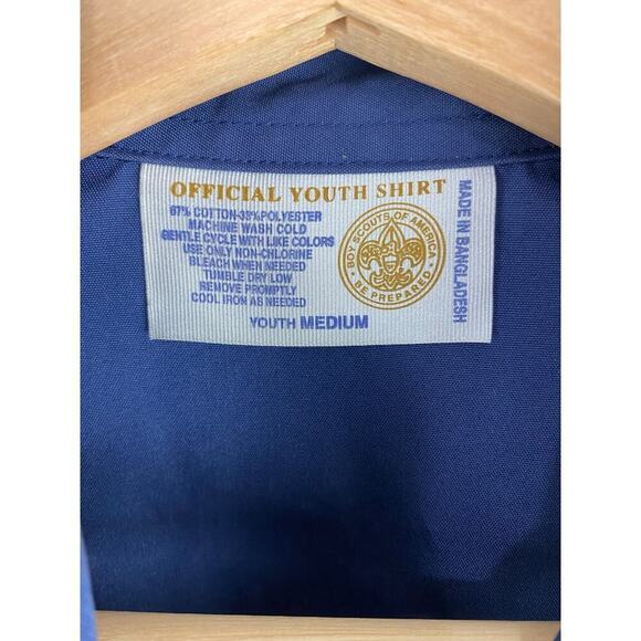 Boy Scouts of America Youth M Blue Button Up Uniform Shirt with Patches - Picture 4 of 7